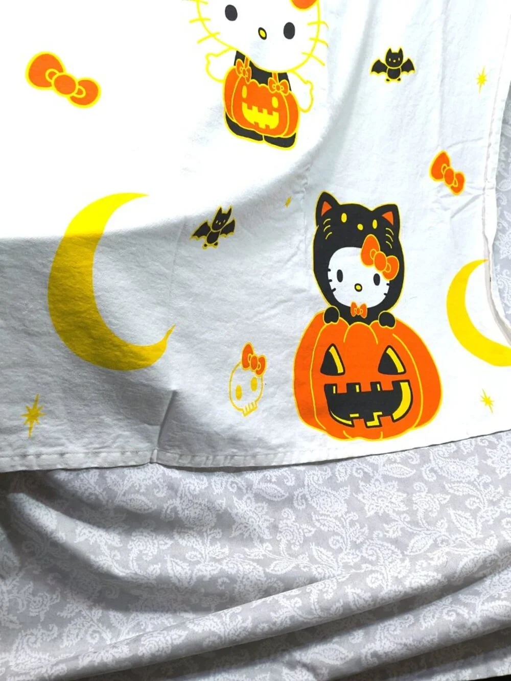 Hello Kitty Halloween Shower Curtain- Jack-o-lantern - black cat - moon - ghost
